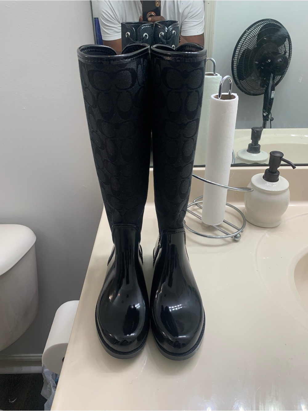 Coach Black Signature Lace-Up Knee Boots - Picture 2 of 6